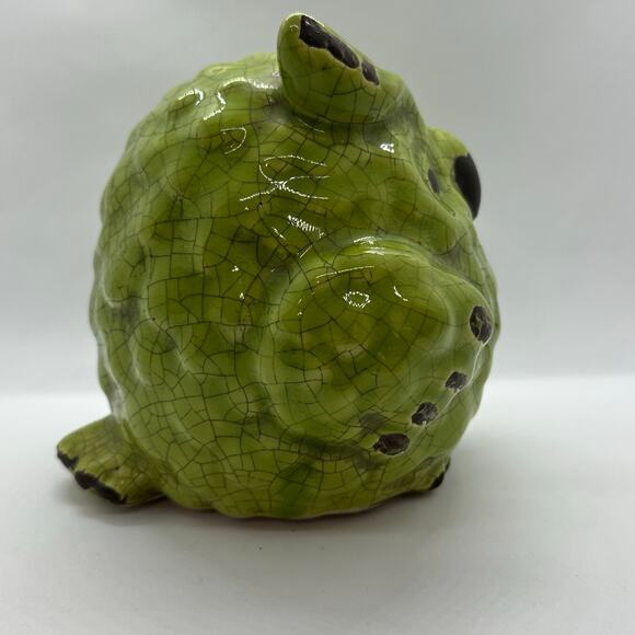 Vintage Green Crackle Glaze Barn Owl Figurine Rustic Country Home Decor 5" - Picture 2 of 6